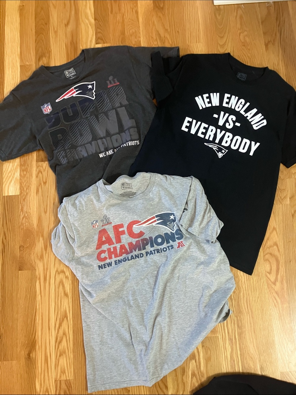 Fanatics New England Patriots Short Sleeve Tee Trio - Black, Gray, Charcoal